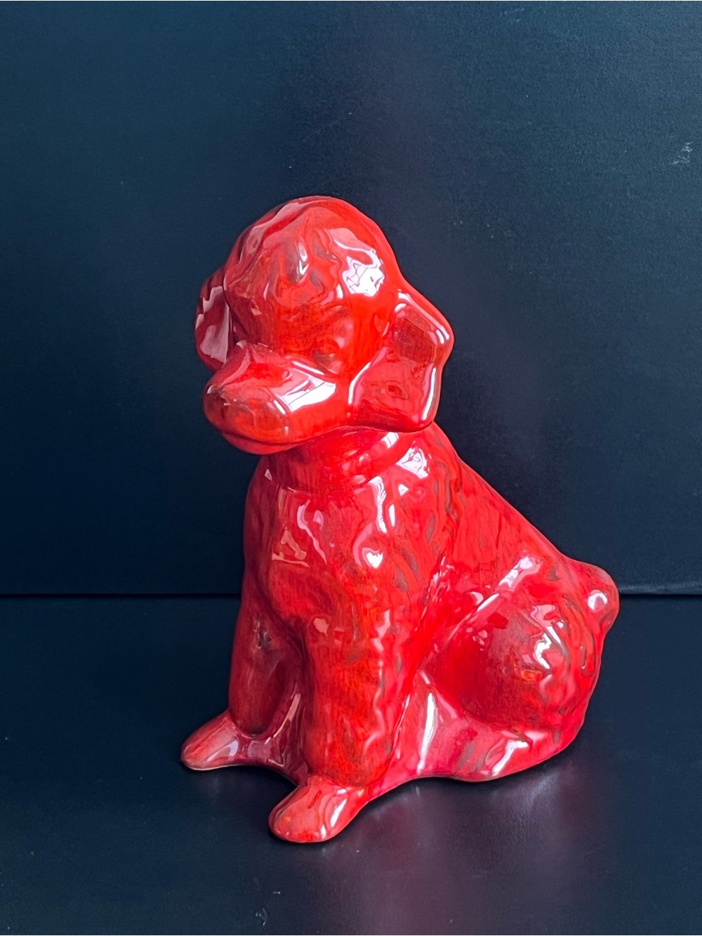 BMP Vintage Glazed Red Pottery Poodle *Rare*
